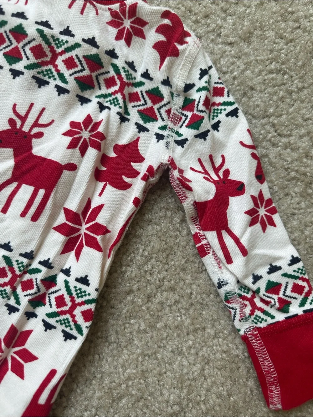 Hanna Andersson Organic Cotton Christmas Reindeer Zip Pajamas 6–12M Holiday